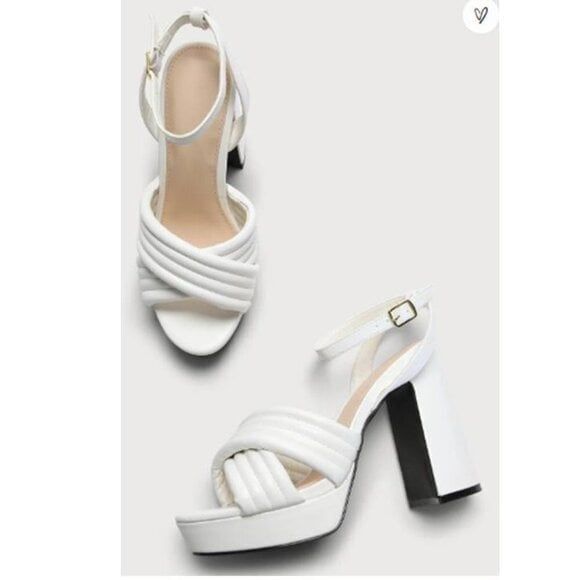 Qupid White Ankle Strap Platform Sandals Party White Size 6 $78 - Picture 3 of 3